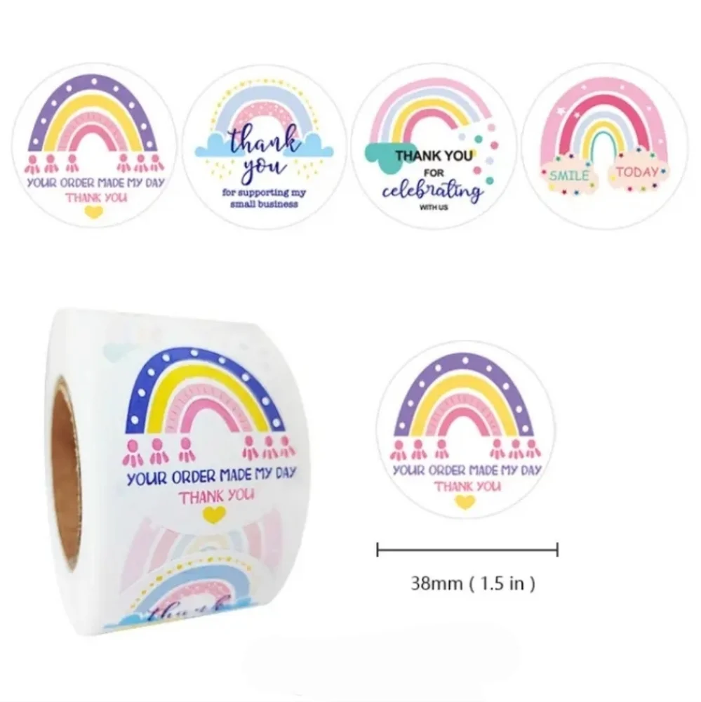 5x25 / 500 Thank You Rainbow Stickers